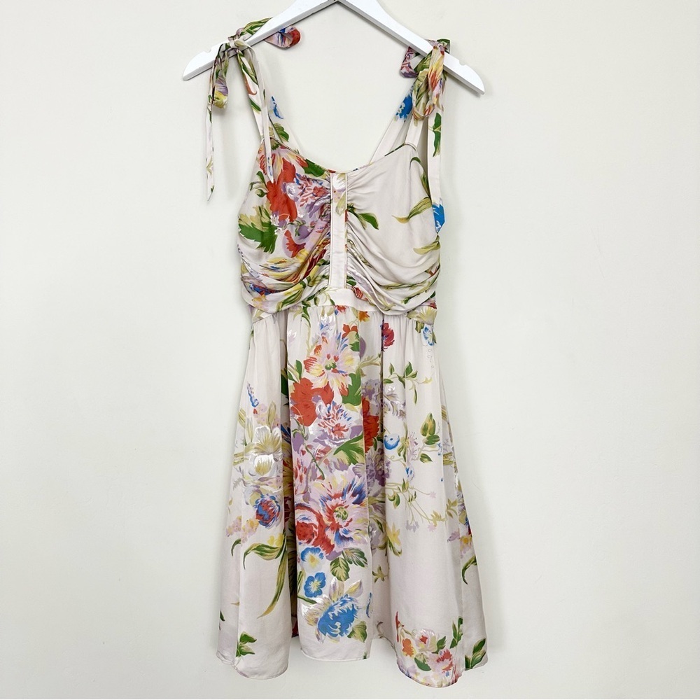 Anthro LEIFSDOTTIR Summer Twilight Floral Silk Dress - Picture 4 of 15